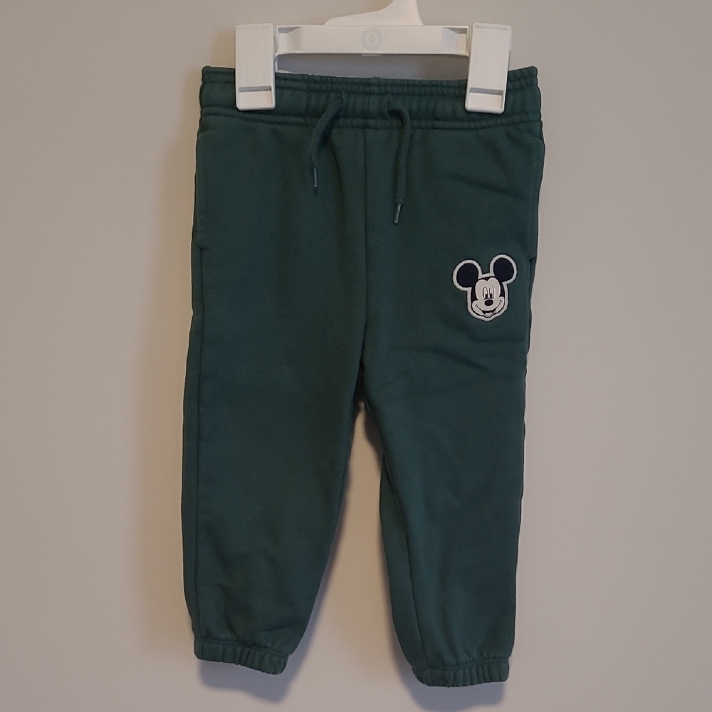 Baby GAP Disney Green Kids Sweatpants with Mickey Patch